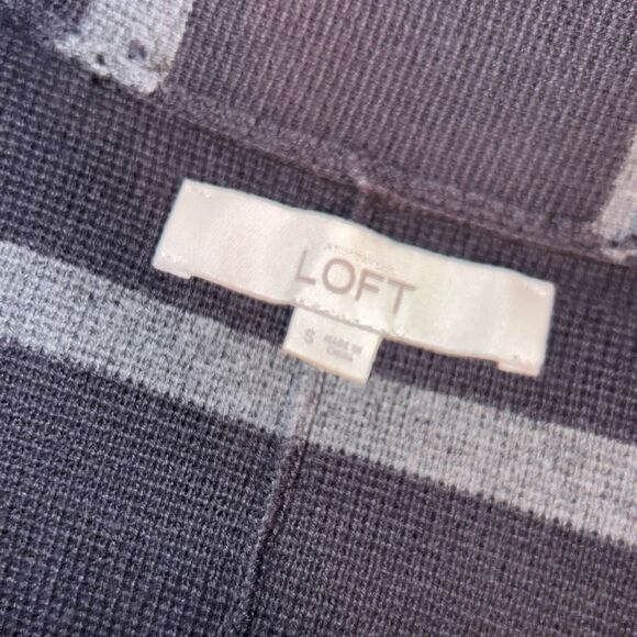 Loft Navy & Gray Strip Knit Waist Jacket Size Small - Picture 4 of 7